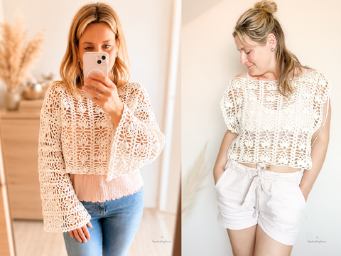 Häkelanleitung Boho Shirt Kurzarm/Langarm mit Trompetenärmeln alle Größen