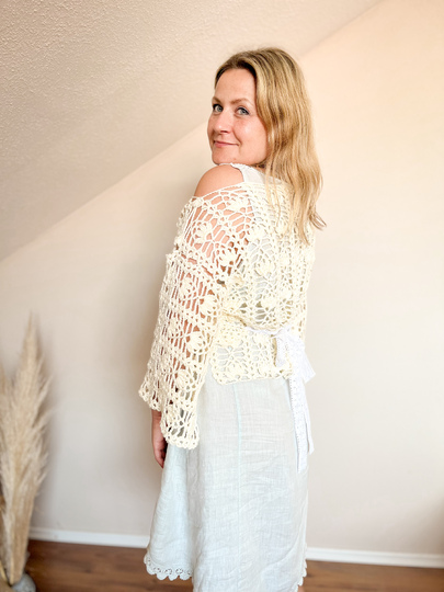 Häkelanleitung Boho Shirt Kurzarm/Langarm mit Trompetenärmeln alle Größen