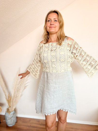 Häkelanleitung Boho Shirt Kurzarm/Langarm mit Trompetenärmeln alle Größen