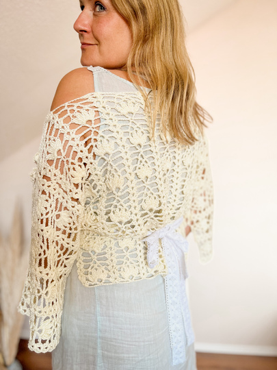 Häkelanleitung Boho Shirt Kurzarm/Langarm mit Trompetenärmeln alle Größen