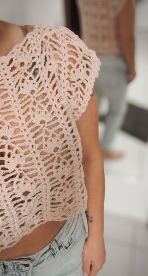 Häkelanleitung Boho Shirt Kurzarm/Langarm mit Trompetenärmeln alle Größen