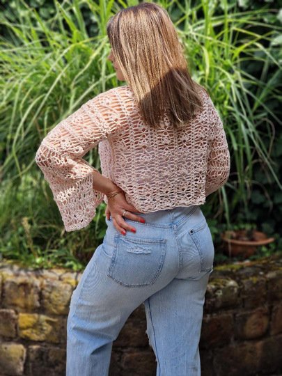 Häkelanleitung Boho Shirt Kurzarm/Langarm mit Trompetenärmeln alle Größen