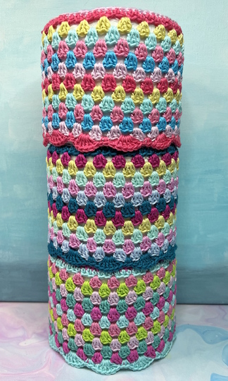 Crochet pattern toilet paper cover "Granny Stripes", vintage + boho decor