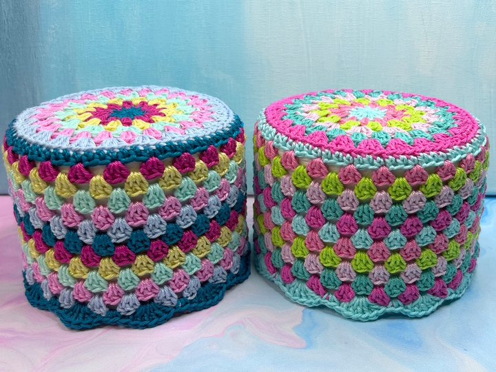 Crochet pattern toilet paper cover "Granny Stripes", vintage + boho decor