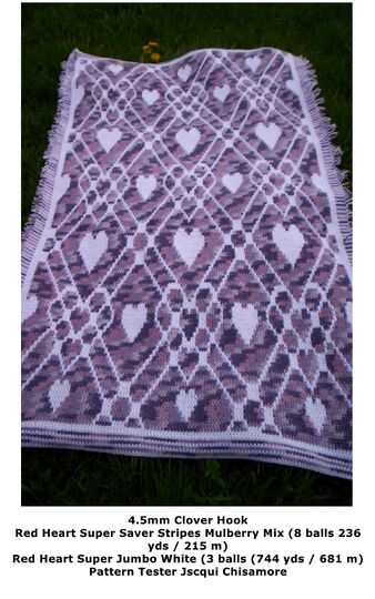 Plaid Hearts Throw - Overlay Mosaic Crochet Pattern
