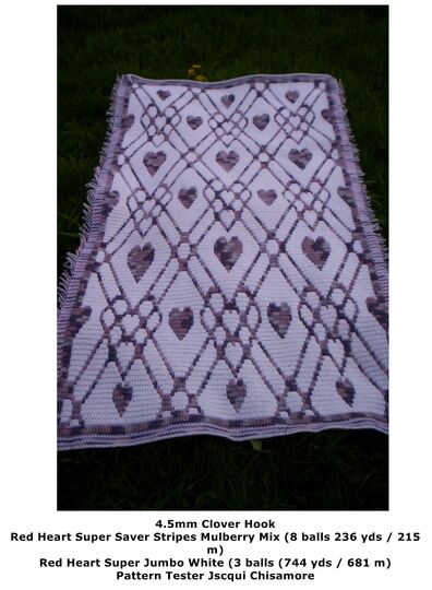 Plaid Hearts Throw - Overlay Mosaic Crochet Pattern