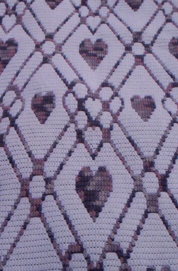 Plaid Hearts Throw - Overlay Mosaic Crochet Pattern