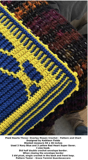 Plaid Hearts Throw - Overlay Mosaic Crochet Pattern