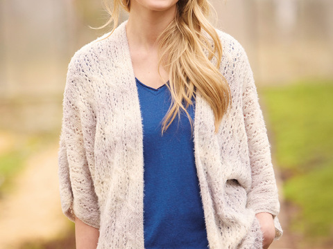 Jacke mit Loch-Zopfmuster