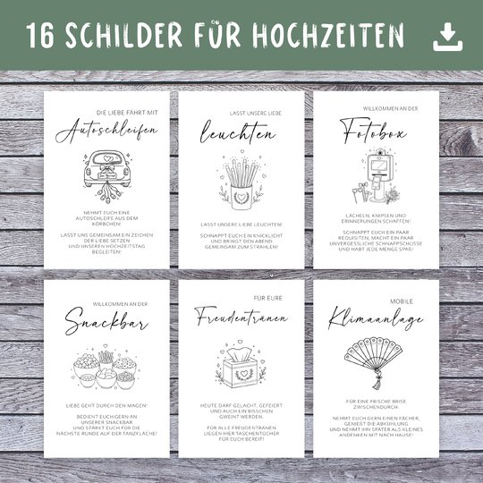 Mit diesem modernen Snackbar-Schild zum Ausdrucken finden eure Hochzeitsgäs