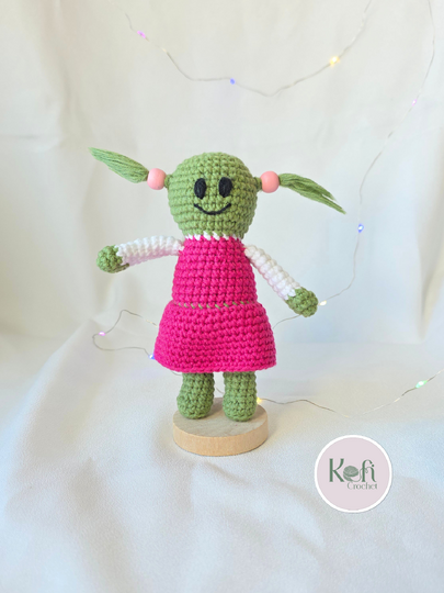 Green Amigurumi Mini Doll Crochet Pattern (PDF)