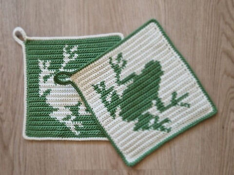 Häkelanleitung Topflappen "Frosch"