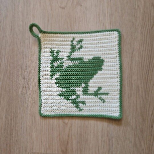 Häkelanleitung Topflappen "Frosch"