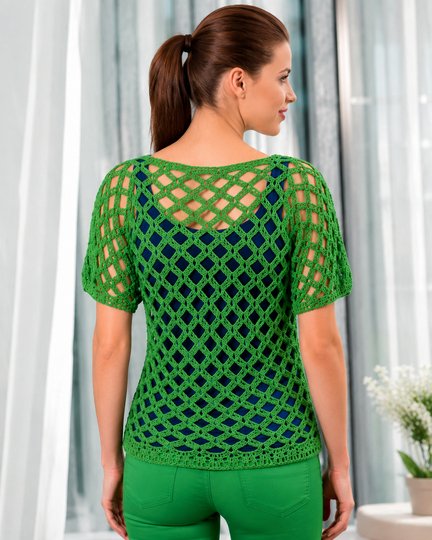 Silver Breeze Top – Summer Crochet Top PDF Pattern | Boat Neck Mesh Lace Bl
