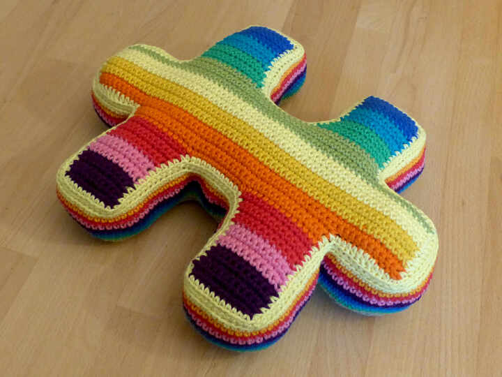 Häkelanleitung Kissen Puzzleteil mit oder ohne Name, Kuschelkissen