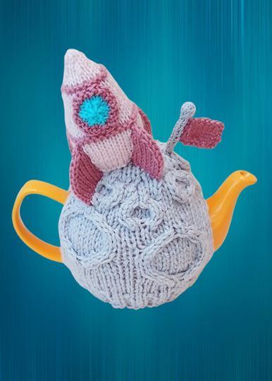 TeaCosyFolk's Cosmic Cuppa Woman on the Moon Tea Cosy and Knitting Pattern