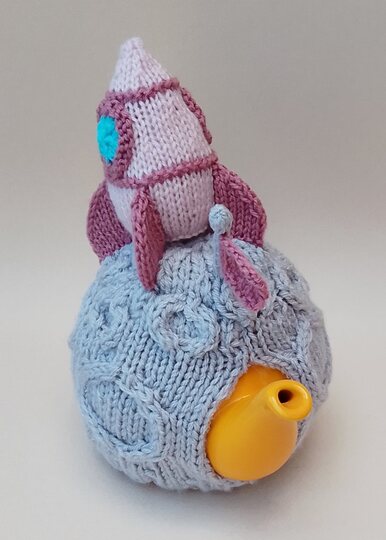 TeaCosyFolk's Cosmic Cuppa Woman on the Moon Tea Cosy and Knitting Pattern