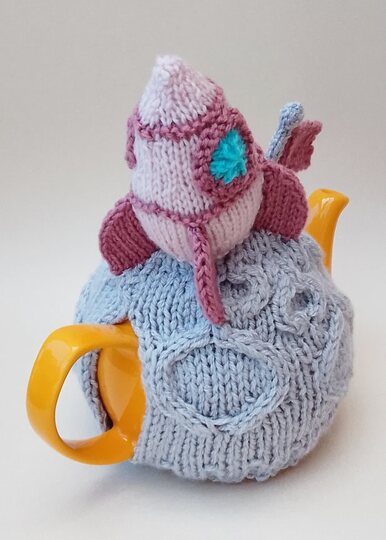 TeaCosyFolk's Cosmic Cuppa Woman on the Moon Tea Cosy and Knitting Pattern