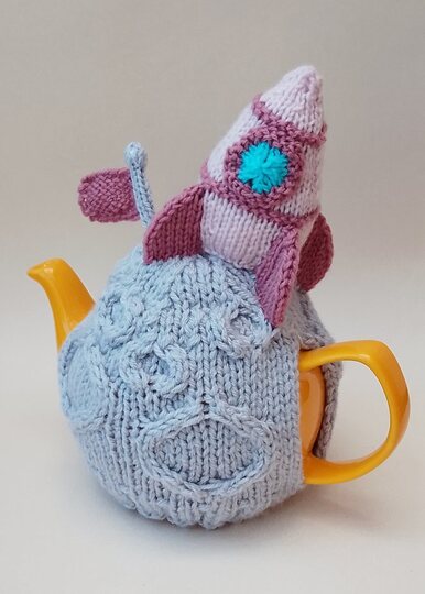 TeaCosyFolk's Cosmic Cuppa Woman on the Moon Tea Cosy and Knitting Pattern