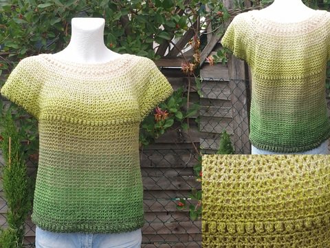Häkelanleitung: Popcorn Pearl - Das edle V-Spiral-Shirt Boxy Style XS-XXL