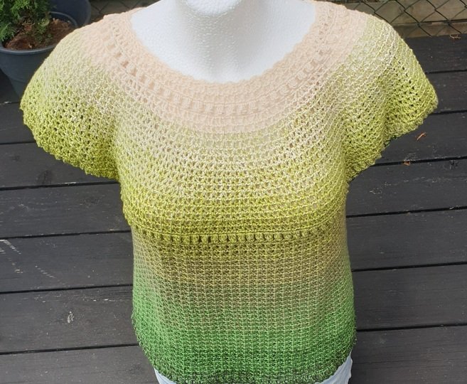 Häkelanleitung: Popcorn Pearl - Das edle V-Spiral-Shirt Boxy Style XS-XXL