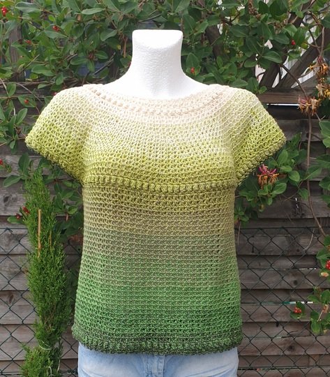 Häkelanleitung: Popcorn Pearl - Das edle V-Spiral-Shirt Boxy Style XS-XXL