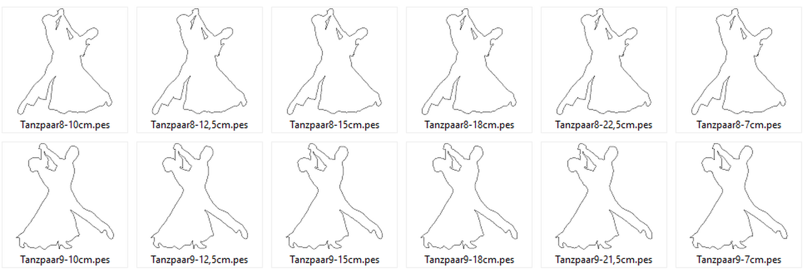 Stickdatei  - Tänzer klassisch Tanzpaar tanzen Tanz Dancing Linie