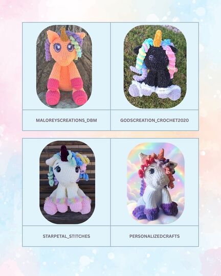 Sitting Horse and Unicorn Crochet Pattern PDF English and German