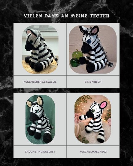 Sitting Zebra Crochet Pattern PDF English and German