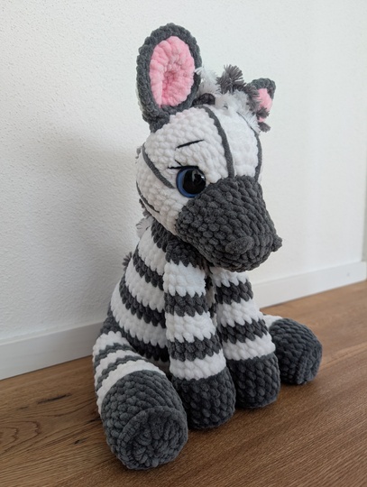 Sitting Zebra Crochet Pattern PDF English and German