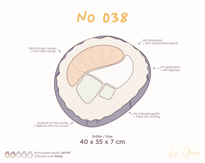 Sushi pillow sewing pattern - sushi-shaped decor cushion