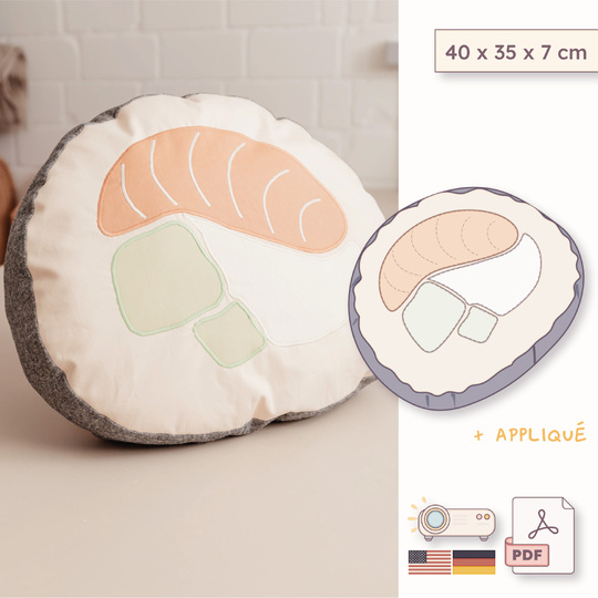 Sushi-Kissen Schnittmuster - Dekokissen in Sushi-Form