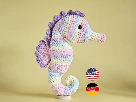 Seepferdchen Aquarella Häkelanleitung PDF Amigurumi Meereswelt