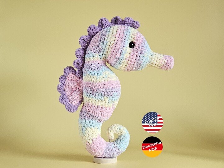 Seepferdchen Aquarella Häkelanleitung PDF Amigurumi Meereswelt