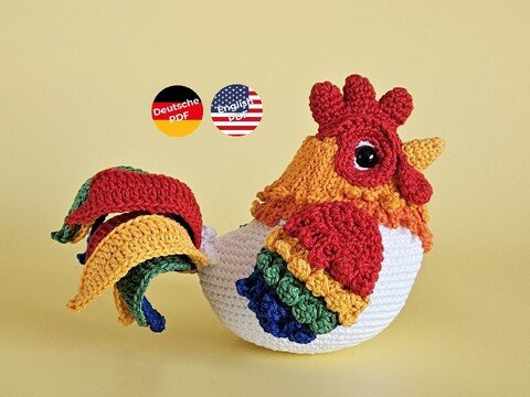 Johann der dicke Hahn – Häkelanleitung Amigurumi Bauernhof PDF