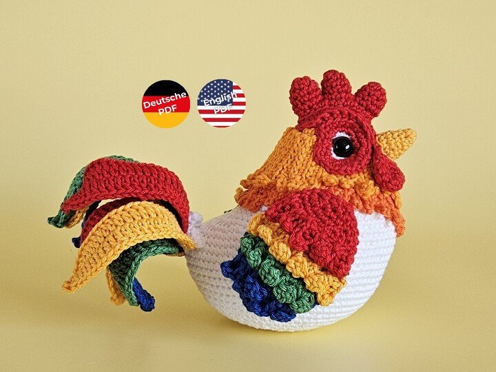 Johann der dicke Hahn – Häkelanleitung Amigurumi Bauernhof PDF