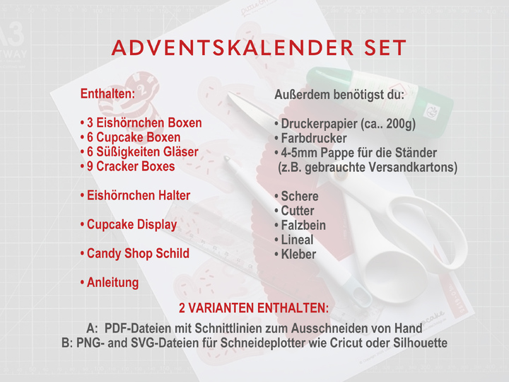 Christmas Advent Calendar DIY Kit | Candy Shop I Download svg png PDF