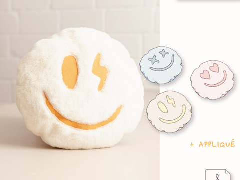 Smiley Pillow Sewing Pattern - 25 x 25 cm