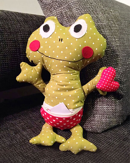 Frosch-Kummerkissen Quenni (Schnittmuster und Nähanleitung)
