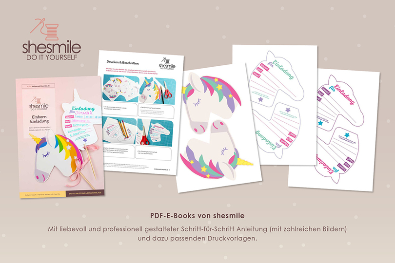 Einladungskarte Einhorn (Bastelidee und Druckvorlage)