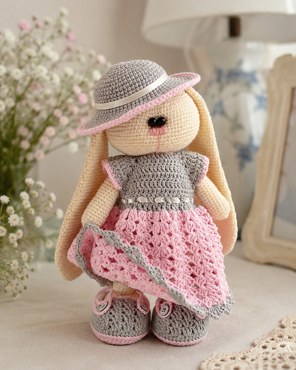 Tilda Bunny Crochet Pattern with Dress, Hat & Shoes (A15)