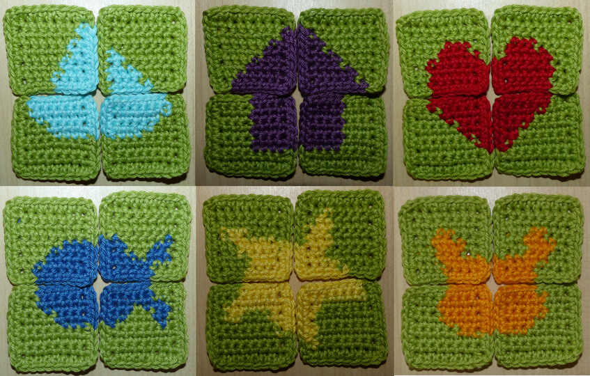 Häkelanleitung Würfel-Puzzle oder Legespiel mit 6 Motiven, Kinderspielzeug