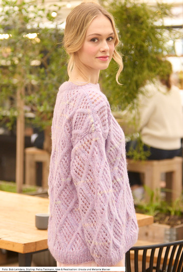 Pulli mit Rauten-Ajourmuster