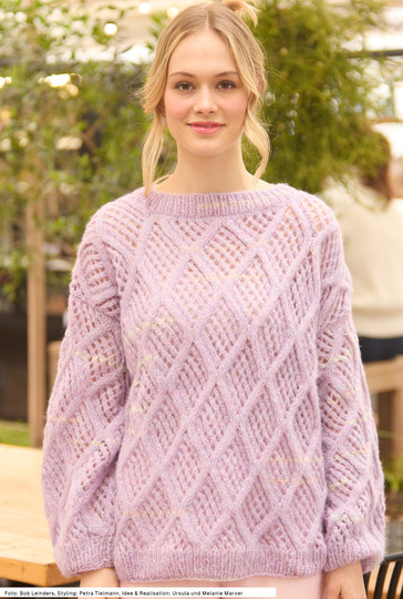 Pulli mit Rauten-Ajourmuster