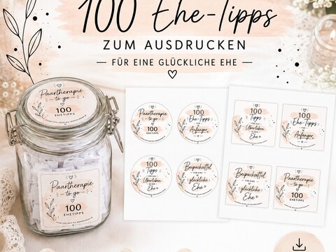 100 Ehe-Tipps zum Ausdrucken | DIY Hochzeitsgeschenk | Paartherapie to go