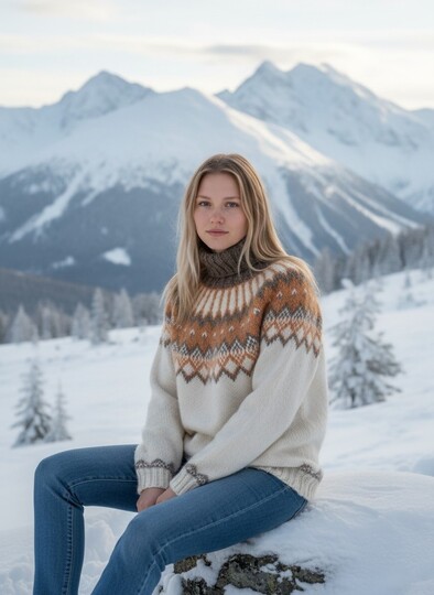 Strickanleitung Islandpullover „Alfheidur Winter Light“ | Ístex Léttlopi