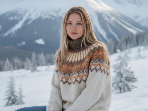 Strickanleitung Islandpullover „Alfheidur Winter Light“ | Ístex Léttlopi