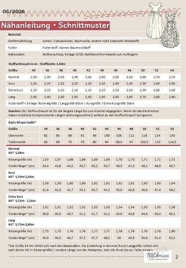 Sommerkleid Elele Gr. 34-54 - Kurzgröße - Normalgröße Langgröße
