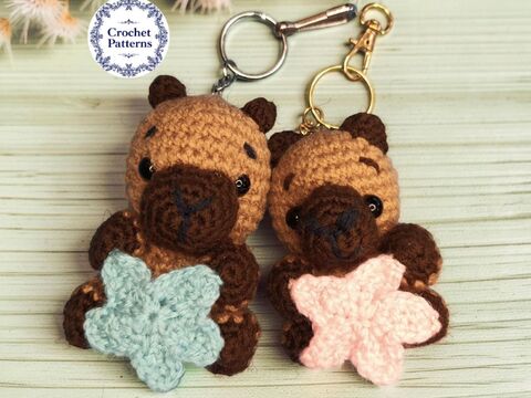 Capybara Bag Charm, Crochet Keychain Pattern, Amigurumi Key Ring Pattern