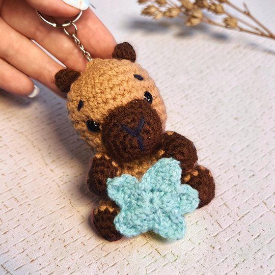 Capybara Bag Charm, Crochet Keychain Pattern, Amigurumi Key Ring Pattern